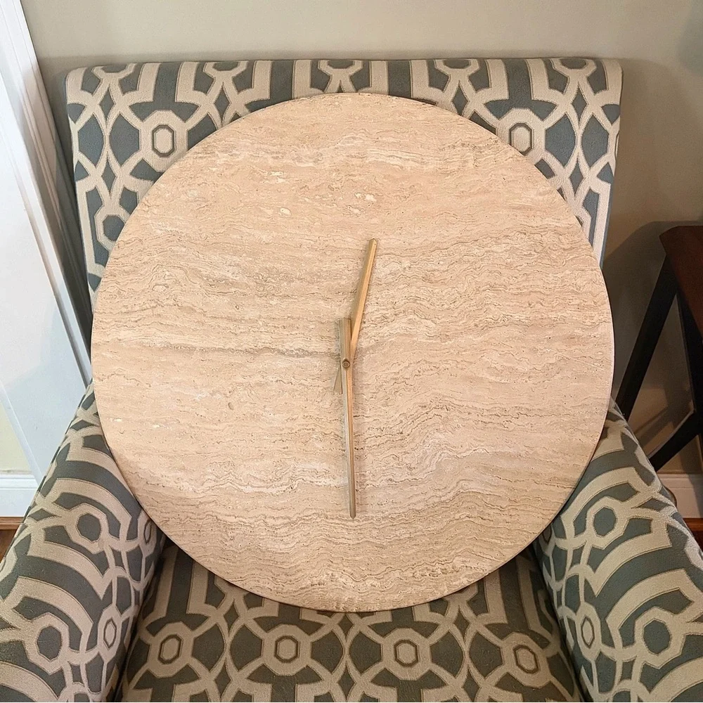 Renwil‎ Fusion Minimalist LARGE Travertine Wall Clock, 22” Diameter MSRP $435